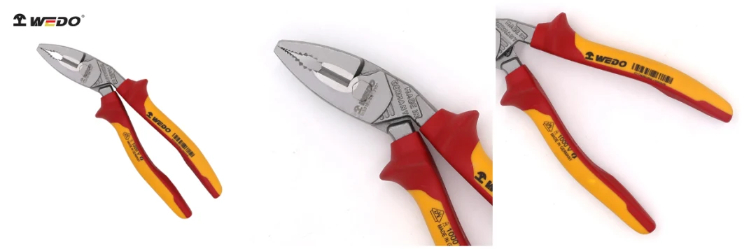 Wedo VDE Certified 1000V Insulated Tools Bent Pliers, Diagonal Cutting, Lineman Pliers, Snip Nose Pliers