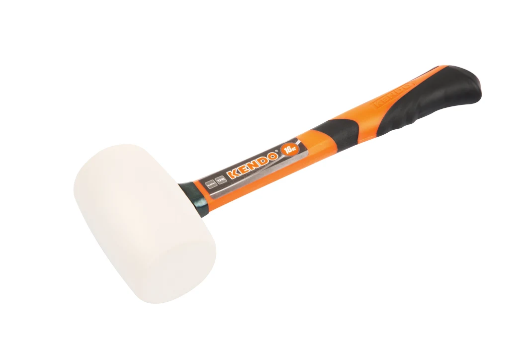 Kendo 16 Oz White Rubber Hammer Mallet for Woodworking Soft Blow Tasks No Damage Garden Tool