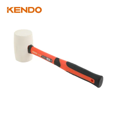 Der weiße Gummihammer von Kendo mit hochfestem und rutschfestem Fiberglas-Griffkern hilft, Vibrationen zu absorbieren